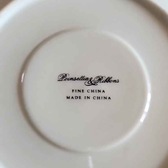 1 Vtg 90s Footed Cup Saucer Fairfield Fine China Poinsettia & Ribbons Gold Trim - Picture 8 of 8